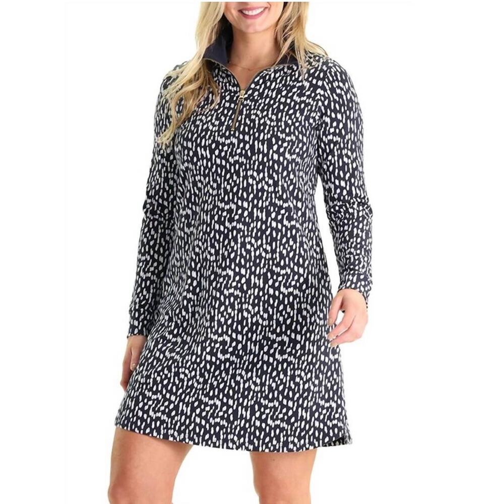 Duffield Lane Sawyer Long Sleeve Cotton Dress Blue Rain M